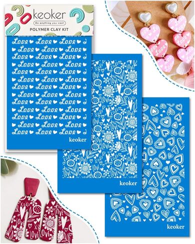 KEOKER Easter Silk Screen for Polymer Clay, 3PCS Easter Silk Screen Polymer Clay, Easter Day Silk Screen Stencils for Polymer Clay, Rabbit Pattern Polymer Clay Stencil (Easter Eggs) in Saudi Arabia