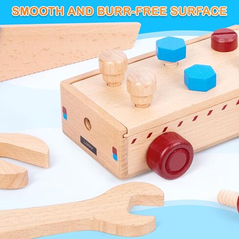مجموعة أدوات خشبية للأطفال الصغار مجموعة أدوات شاحنة خشبية بما في ذلك صندوق أدوات خشبي ألعاب مونتيسوري للأولاد والبنات 2 3 4 سنوات مرحلة ما قبل المدرسة التعليمية الجذعية التظاهر اللعب عيد الميلاد عيد الميلاد هدية عيد الميلاد in Kuwait