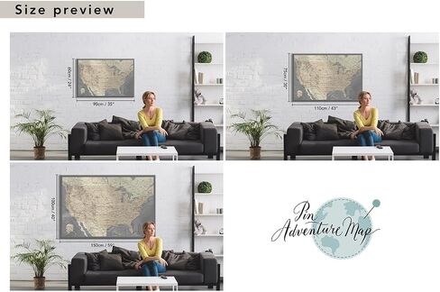 United States Travel Map Pin Board | National Park Push Pin Map | USA Wall Map on Canvas | Detailed Cartography (35 x 24) in Saudi Arabia