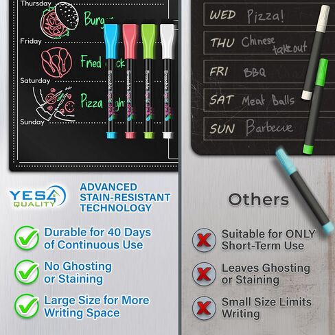 Magnetic Dry Erase Menu Board for Fridge (Flowers, 16x12") - Weekly Meal Planner Whiteboard w/ 4 Magnetic Markers & Eraser - Chalkboard Organizer for Dinner Menus & Grocery Lists by Yes4Quality in Saudi Arabia