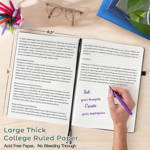 3 Pack College Ruled Notebook, A4 Hardcover Leather Notebook for Work, Lined Notebook Journal for Women, Men, 192 Thick Paper, 8.5" x 11", Large Notebook, Professional Business Notebook, Multicolor in Saudi Arabia