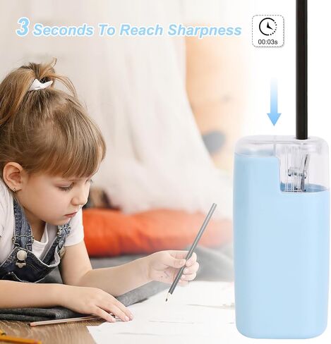 Portable Battery-Powered Electric Pencil Sharpener – Compact Design for Easy Use at Home, School, or Office – Ideal for Standard Pencils (Blue) in Kuwait