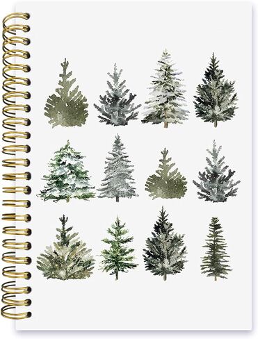 ISANOU Christmas Tree Notebook,Christmas Lined Spiral Notebook Hardcover,College Ruled Notebook,Office School Journal Notebook for Work,5.5x8.3 Inch 80 Pages,Christmas Gifts for Women in Saudi Arabia