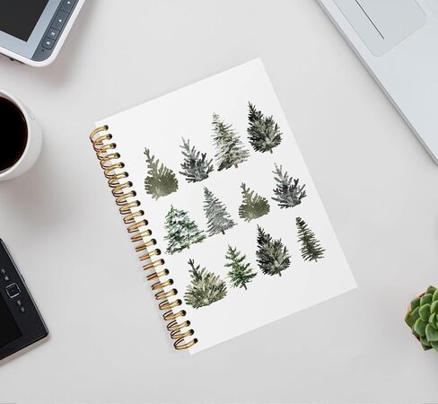 ISANOU Christmas Tree Notebook,Christmas Lined Spiral Notebook Hardcover,College Ruled Notebook,Office School Journal Notebook for Work,5.5x8.3 Inch 80 Pages,Christmas Gifts for Women in Saudi Arabia