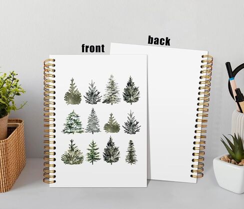 ISANOU Christmas Tree Notebook,Christmas Lined Spiral Notebook Hardcover,College Ruled Notebook,Office School Journal Notebook for Work,5.5x8.3 Inch 80 Pages,Christmas Gifts for Women in Saudi Arabia