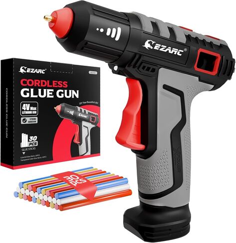 EZARC Cordless Hot Glue Gun with 30 Pcs Mini Glue Sticks, 15s Heating Fast Mini Glue Gun kit, Smart Power-Off, 2500 mAh Rechargeable Battery, DIY, Crafts, Decorations, Home Repairs, Gray in Saudi Arabia