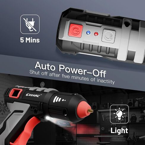 EZARC Cordless Hot Glue Gun with 30 Pcs Mini Glue Sticks, 15s Heating Fast Mini Glue Gun kit, Smart Power-Off, 2500 mAh Rechargeable Battery, DIY, Crafts, Decorations, Home Repairs, Gray in Saudi Arabia