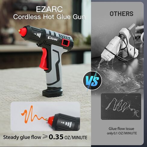 EZARC Cordless Hot Glue Gun with 30 Pcs Mini Glue Sticks, 15s Heating Fast Mini Glue Gun kit, Smart Power-Off, 2500 mAh Rechargeable Battery, DIY, Crafts, Decorations, Home Repairs, Gray in Saudi Arabia