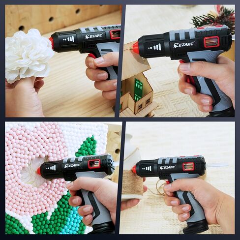 EZARC Cordless Hot Glue Gun with 30 Pcs Mini Glue Sticks, 15s Heating Fast Mini Glue Gun kit, Smart Power-Off, 2500 mAh Rechargeable Battery, DIY, Crafts, Decorations, Home Repairs, Gray in Saudi Arabia