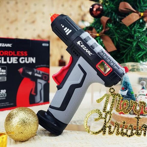 EZARC Cordless Hot Glue Gun with 30 Pcs Mini Glue Sticks, 15s Heating Fast Mini Glue Gun kit, Smart Power-Off, 2500 mAh Rechargeable Battery, DIY, Crafts, Decorations, Home Repairs, Gray in Saudi Arabia