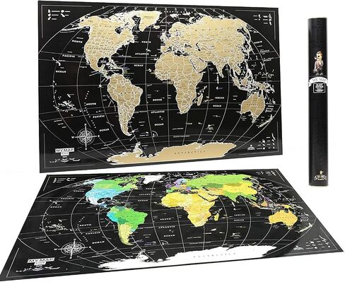 Scratch Off map 16x24 Black Gold Detailed USA States Deluxe Tracker Pin World Map MyMap Travel map Wall Poster Push pin map Includes Pins Tube Poster Map to Scratch Wall Décor Birthday Gift IDea… in Saudi Arabia