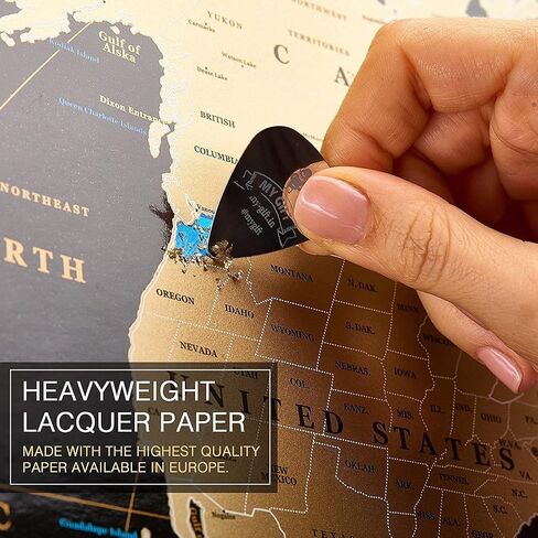 Scratch Off map 16x24 Black Gold Detailed USA States Deluxe Tracker Pin World Map MyMap Travel map Wall Poster Push pin map Includes Pins Tube Poster Map to Scratch Wall Décor Birthday Gift IDea… in Saudi Arabia