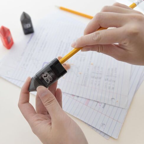 BAZIC Pencil Sharpener with Eraser, Single Hole Manual Small Compact Handheld Sharpeners Color May Vary, for Students Kids School Office (2/Pack), 1-Pack in Saudi Arabia