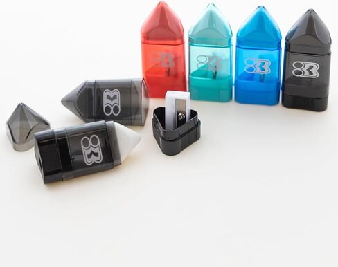 BAZIC Pencil Sharpener with Eraser, Single Hole Manual Small Compact Handheld Sharpeners Color May Vary, for Students Kids School Office (2/Pack), 1-Pack in Saudi Arabia