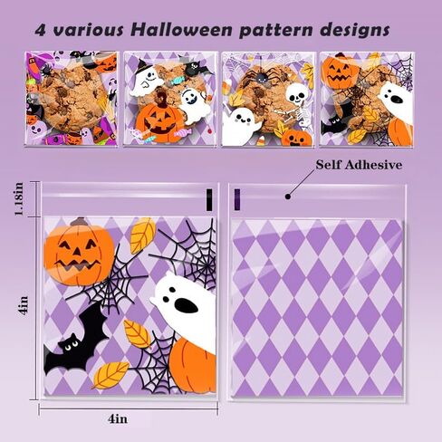 Christmas Cellophane Bags Biscuit Roasting Treat Bags Individual Wrappers Self Adhesive OPP Cookie Bakery Present Gift DIY Candy Decorating Favor Bags (4x4 Inch, 200Pcs) in Saudi Arabia