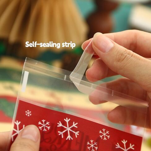 Christmas Cellophane Bags Biscuit Roasting Treat Bags Individual Wrappers Self Adhesive OPP Cookie Bakery Present Gift DIY Candy Decorating Favor Bags (4x4 Inch, 200Pcs) in Saudi Arabia