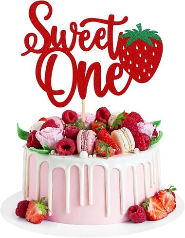 ZitTRo 1 قطعة كعكة الفراولة توبر كعكة عيد الميلاد الأول توبر الأحمر بريق عيد الميلاد الأول كعكة الفراولة الديكور للطفل دش الاطفال 1 لوازم حفلة عيد ميلاد in Kuwait