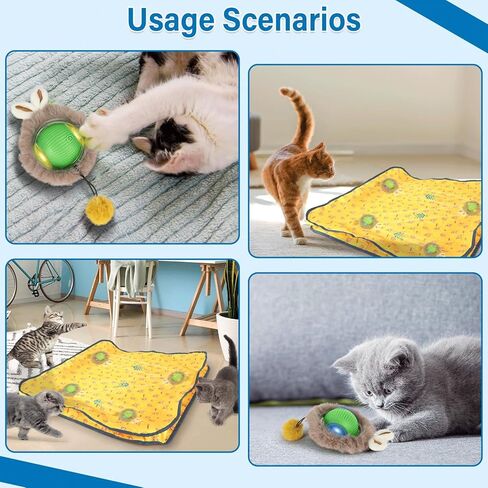 gisgfim Interactive Cat Toys for Indoor Cats Automatic Moving Cat Ball Rolling in Pouch Motion Activated Chirping Cat Ball Toy with LED Light Hide-n-Seek Kitten Toy for Bored Indoor Adult Cat(Yellow) in Saudi Arabia