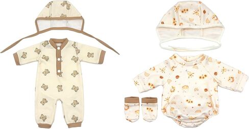 AISITE 14 inch Doll Clothes - 2 Sets Cartoon Printed Jumpsuits for 14-16 inch Baby Doll Boy and Girl in Saudi Arabia