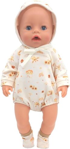 AISITE 14 inch Doll Clothes - 2 Sets Cartoon Printed Jumpsuits for 14-16 inch Baby Doll Boy and Girl in Saudi Arabia