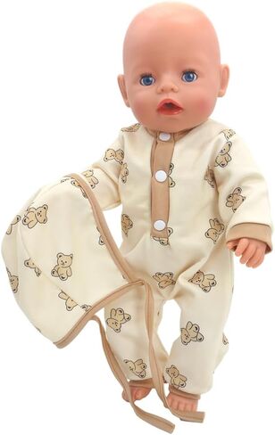 AISITE 14 inch Doll Clothes - 2 Sets Cartoon Printed Jumpsuits for 14-16 inch Baby Doll Boy and Girl in Saudi Arabia