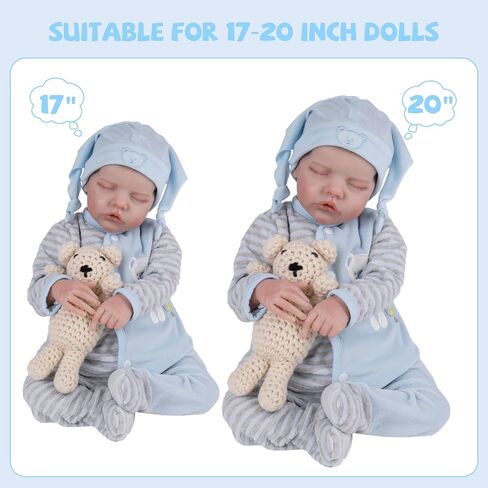Milidool Reborn Baby Doll Clothes 20 inch Doll Clothes Reborn Outfit Accessories Blue Bear 4pcs Set for 17-20 Inch Reborn Doll Newborn Boy in Saudi Arabia