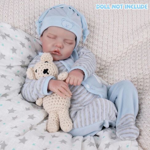 Milidool Reborn Baby Doll Clothes 20 inch Doll Clothes Reborn Outfit Accessories Blue Bear 4pcs Set for 17-20 Inch Reborn Doll Newborn Boy in Saudi Arabia