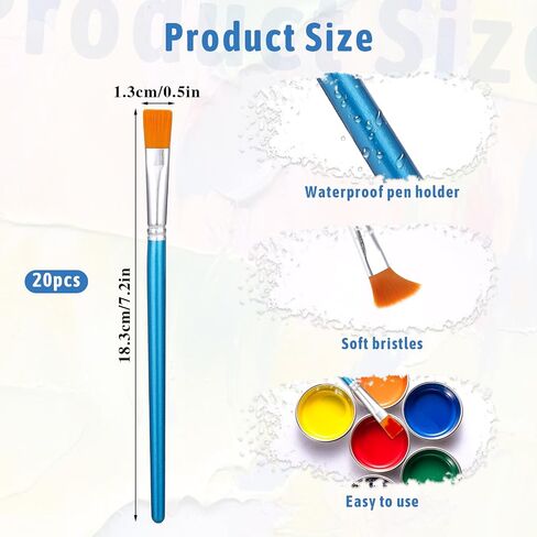 1/2 inch Flat Paint Brushes for Acrylic Painting,20Pcs Flat Acrylic Paint Brush Watercolor Quality Synthetic Artist Paint Synthetic Paint Brushes for Detail Art Painting Oil in Saudi Arabia