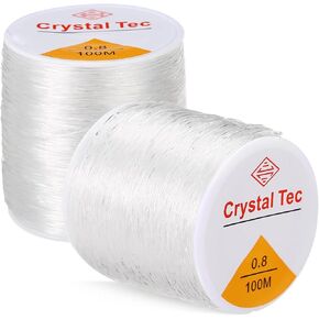 Naler 2 Rolls Elastic String for Bracelets, 0.8mm Elastic Bracelet String Cord Stretch Bead Cord for Bracelet, Necklaces, Clay Beads, Pony Beads