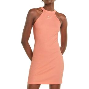 PUMA - Womens Classics Ribbed Sleeveless Dress, Color Peach Pink, Size: Small