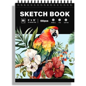 Koogel Spiral Sketch Book, Art Sketchbook Sketch Pad Drawing Painting Writing Paper 9" x 12" Drawing Book for Kids Beginners Artists