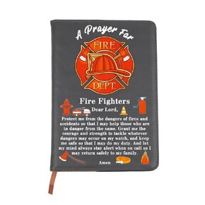 BNQL Firefighters Gifts Firefighter Prayer Notebook Leather Journal Fire Department Gift Fireman Gift Birthday Christmas Gift (Firefighter Prayer Notebook)