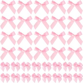 40pcs Mini Pink Ribbon Bows, Small Satin Ribbon Bow, Cute Soft Bowknot Sewing Accessories for Flowers Bakery Wrapping Christmas Wedding Birthday Party Decoration- 2 Styles
