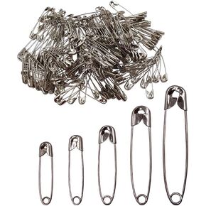 Safety Pins, Assorted Nickel Steel Metal Safety Pin, 220 Pcs Large Middle Small Sizes Safety Pins Bulk, Durable Heavy Duty, for Clothing, Sewing, Blankets, Craft