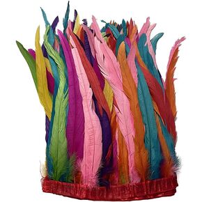 LONDGEN Rooster Hackle Feather Fringe Trim 12-14inch in Width for Clothes Decoration and Wedding ,Halloween Party Pack of 1 Yard (Turquoise)
