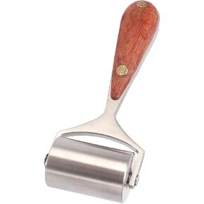 Leather Press Roller, Wooden Handle Leather Rolling Craft Roller Tool Leather Press Seam Roller, Leather Glue Laminating Roller Iron Roll for Handmade Hobby Beginners