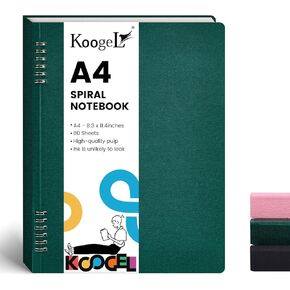 مجلة دفتر Koogel الحلزونية، مقاس A4 دفتر ملاحظات جامعي، مفكرة حلزونية خضراء داكنة مع غطاء مرن 80 ورقة/160 صفحة للمكتب المنزلي والمدرسة in Kuwait