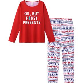 HONG HUI Women Pajamas Set Soft Christmas Pjs Holiday Loungewear Set Long Sleeve Top With Pants,S-3XL