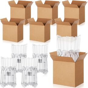 48 Sets 6x4x6 Inches Mug Boxes for Gift, Small Shipping Cardboard Box with Bubble Pouch for 15oz Sublimation Coffee Mug Packaging Gift Box for Wrapping Shipping Storing Fragile Item (Khaki)