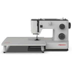 NECCHI Q132A Sewing Machine with Extension Table, Italian Designed, Stainless Steel Metal Bedplate, 32 Built-In Stitches, Accessory Kit Included.