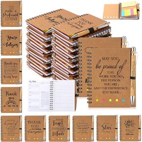 10 Set Employee Appreciation Thank You Gift Inspirational Spiral Notebook Weekly Planner with Sticky Notepad Motivational Bamboo Pen for Volunteer Assistant Student Teacher Team Coworker