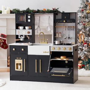 مطبخ لعب للأطفال من روبود، مجموعة مطبخ لعب خشبية مع الكثير من ميزات اللعب الواقعية، لعبة مطبخ مع صانع ثلج، ماكينة صنع القهوة، فرن، خزانة، ميكروويف، أواني، هدية للأعمار من 3 سنوات فما فوق، باللون الأبيض in Kuwait