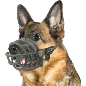 Dog Muzzle, Soft Rubber Basket Muzzle for Small Medium Large Dogs, Adjustable Cage Muzzle Prevent Biting Chewing Barking, Allow Drinking Panting (M-Size 3, Blue)