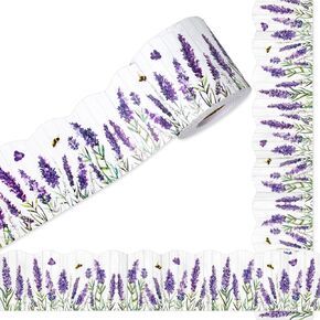 65.6Ft Lavender Flower Bulletin Board Borders Aesthetic Purple Floral Bee Die Cut Trim Border Roll for Summer Office Classroom School Chalkboard Decor