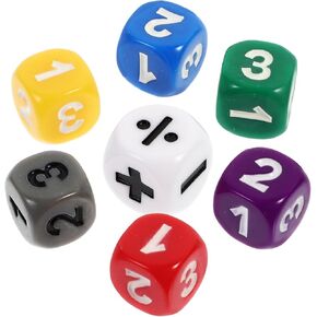 7pcs Dice Number Suits: Mathematics Sign Math Dices Set Teaching Auxiliary Tool Acrylic Cosplay Stacking Dice Role Playing Dice