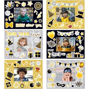 New Year DIY Craft Kits for Kids 24 Packs DIY Happy New Year Photo Frames Set with Stickers Paper Picture Frames Funny New Year Gifts Craft for School Home Activity Party Decor