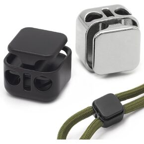 Enosea 12 Pieces Heavy Duty Cord Locks, Double Hole Draw String Clip Metal Toggles for Drawstrings, Shoelaces, Paracord
