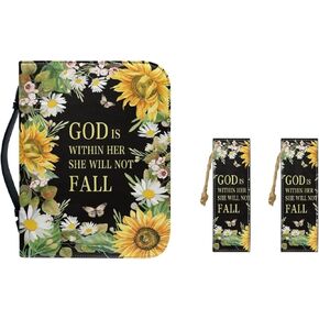 Hummingbird Cherry Blossom Bible Covers Carrying Case for Women Waterproof Faux Leather Large Church Bag with Durable Handle and Bookmarks