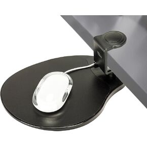 Clamp on Mouse Platform, Clip on Mouse Pad Rotating 360, Ergonomic Mouse Tray Attachment, Office Mouse Pad, Slide Out Mouse Tray for Home, Office to Save Space (Black)