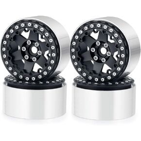 RCLIONS Aluminum Alloy 2.2inch RC Beadlock Wheels Rims 35mm for AXIAL Wraith RR10 TRX4 1/10th RC Crawler Truck Car (Silver)